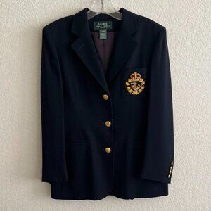 Ralph Lauren Crest Blazer Jacket Pure Wool Made in USA